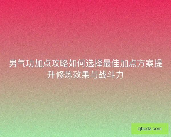 男气功加点攻略如何选择最佳加点方案提升修炼效果与战斗力