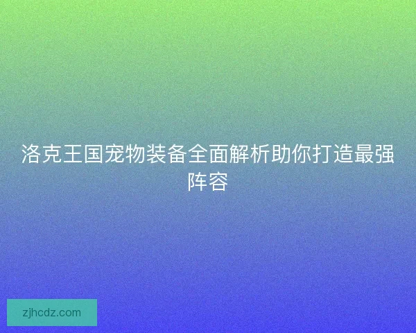 洛克王国宠物装备全面解析助你打造最强阵容