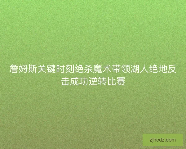 詹姆斯关键时刻绝杀魔术带领湖人绝地反击成功逆转比赛 詹姆斯关键时刻绝杀魔术带领湖人绝地反击成功逆转比赛